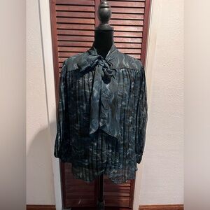 Long sleeve tie neck blouse